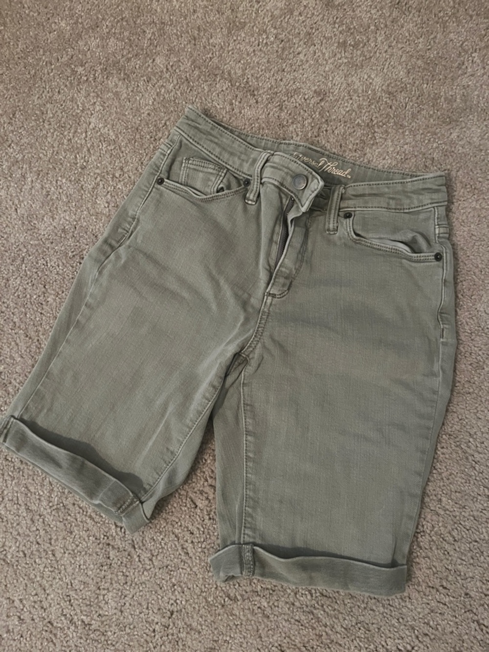 Universal Thread Light Olive Green Denim Shorts 2/26